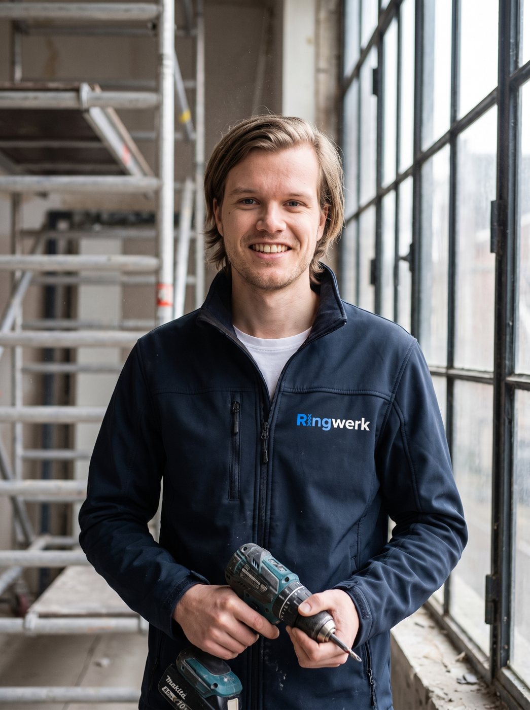 Terence, oprichter van Ringwerk, op een verbouwing in Amsterdam